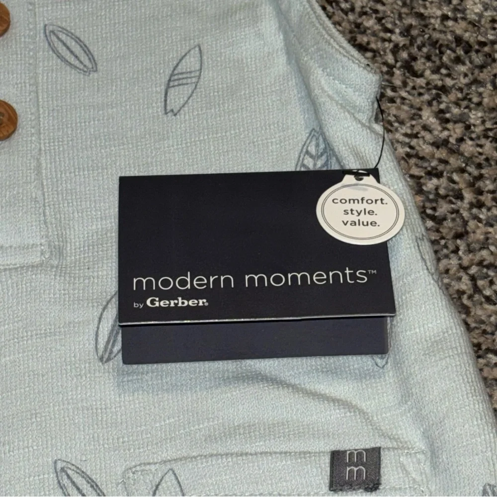 NEW! NWT Baby Boy Modern Moments Mint Green Hooded Romper Surfing Design 0-3 3-6